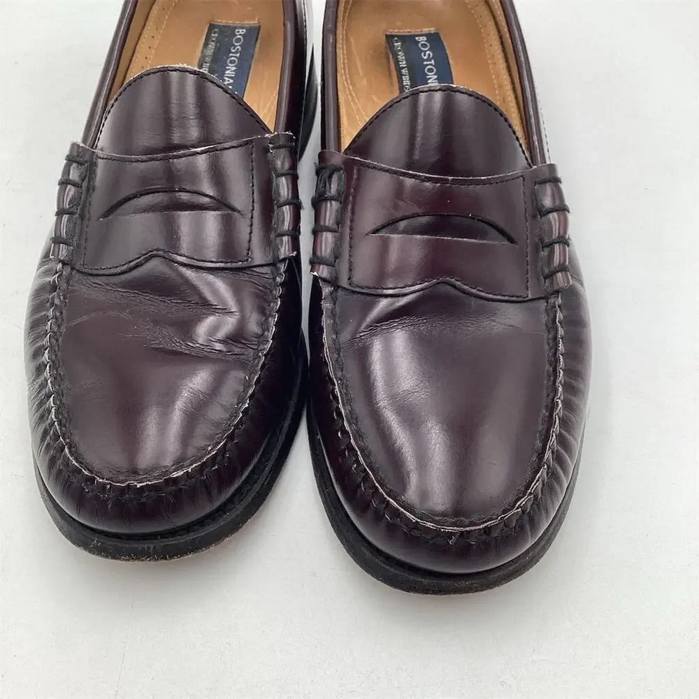 Bostonian Men's Penny Loafers Size 10.5 D Burgundy Leather Dress‎ Shoes